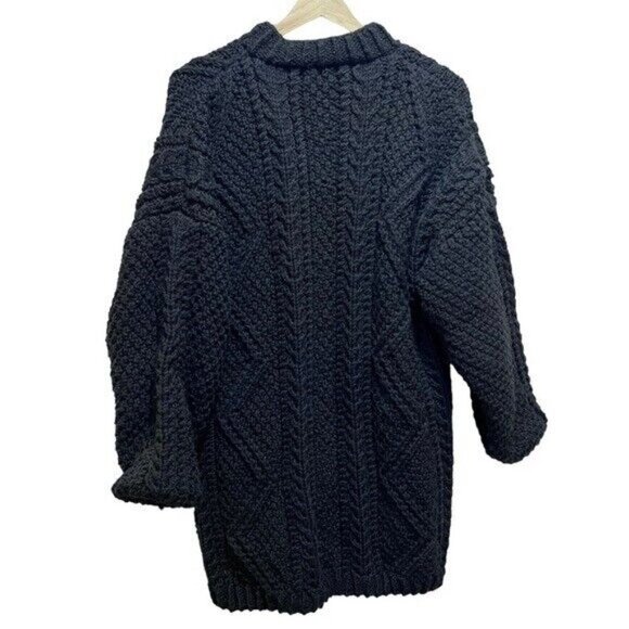 Chunky Knit Coatigan  with Pockets Handmade Cottagecore Grandmacore - Picture 13 of 16